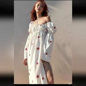 Free People Emory Embroidered Sun MIDI Dress Size Medium $168 New